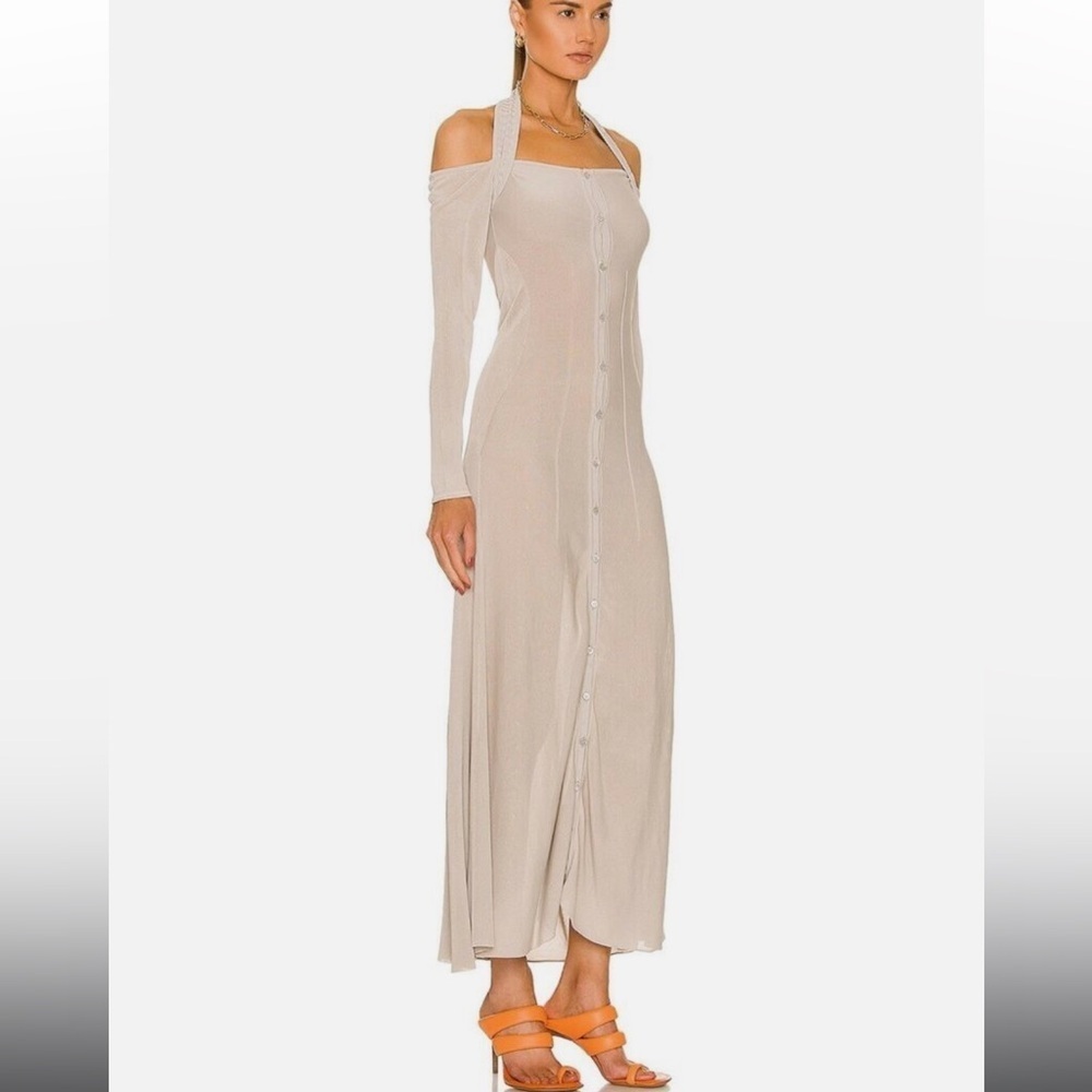 Jacquemus Lagoa Cold-Shoulder Knit Halter Maxi Dress Cream Size 36 / US 4 NWT - Picture 5 of 8
